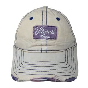 Ultimat Vodka Slideback Hat White OSFM Adjustable Embroidered Distressed 6 Panel